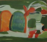 קומפוזיציה בירוק כתום ואדום - 